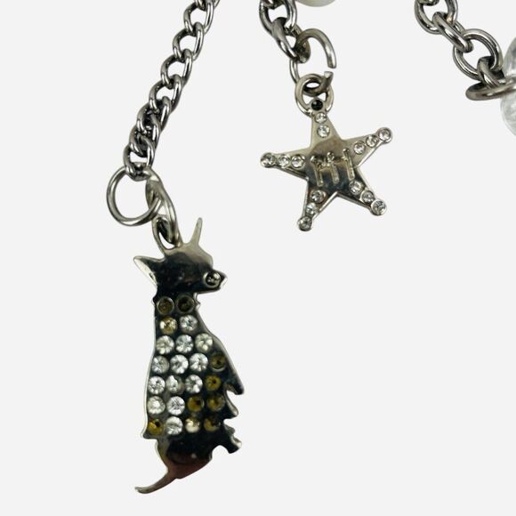 VTG 2000s Black Paris Hilton Chain Strap Mini Bag Purse Charms DISTRESSED WORN - Picture 7 of 16